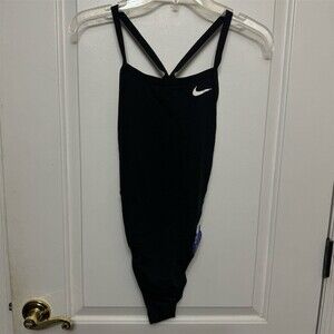 Nike HydraStrong One Piece Swimsuit Womens Size 32 Black Blue Purple Print